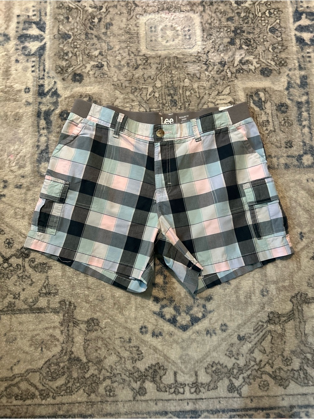 Lee Plaid Cargo Shorts in Pastel Multi
